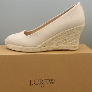 JCrew MWT Espadrille Beige Canva Seville Wedge heel Height 3.5" Size 8